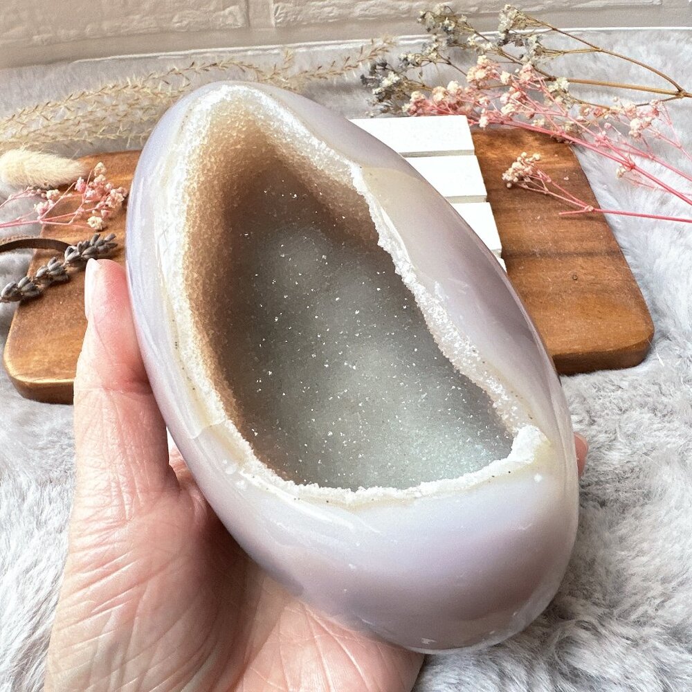 Beautiful Imperfect Large Agate Druzy Egg